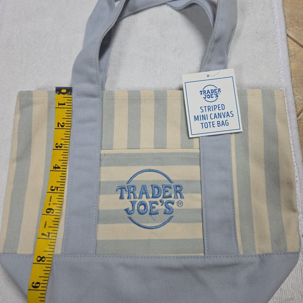 Trader joe's Light blue mini canvas tote bag